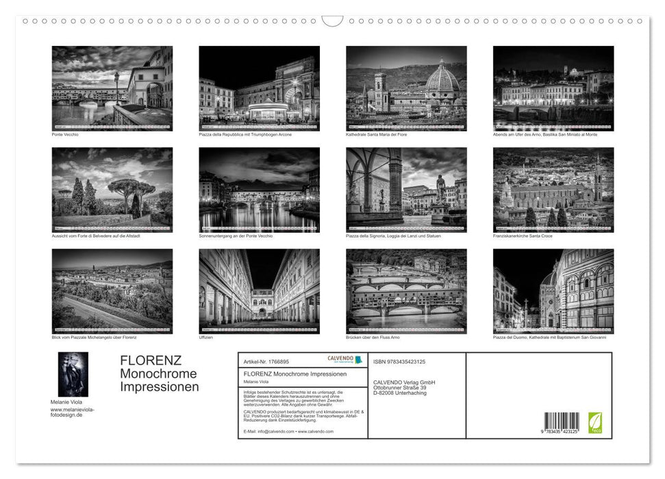 FLORENZ Monochrome Impressionen (CALVENDO Wandkalender 2025)