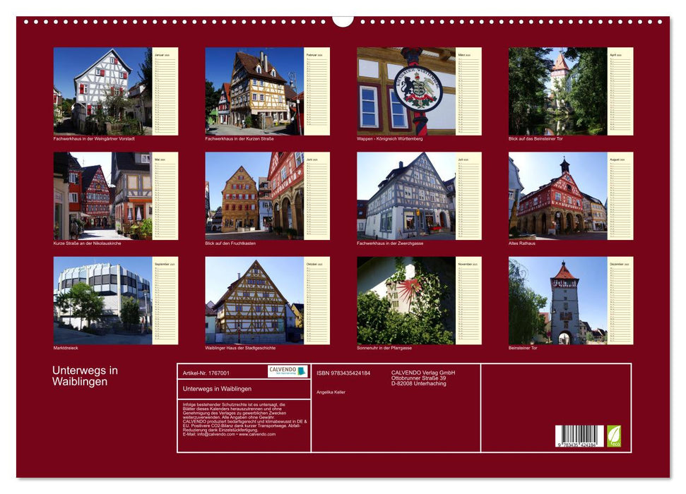 Unterwegs in Waiblingen (CALVENDO Wandkalender 2025)