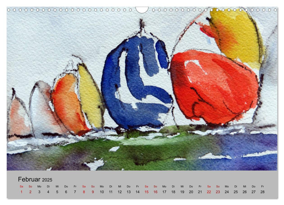 Aquarelle - Bootsgeflüster (CALVENDO Wandkalender 2025)