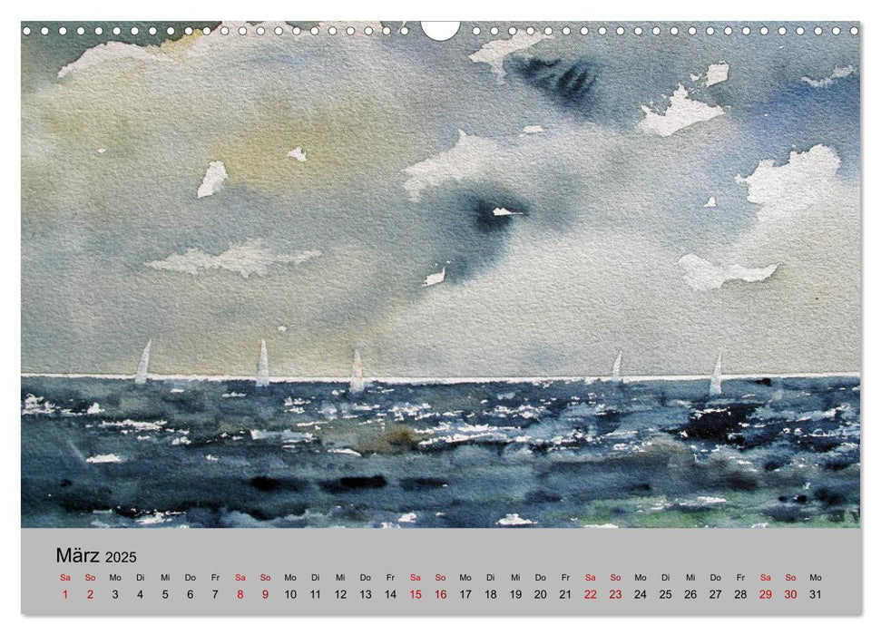 Aquarelle - Bootsgeflüster (CALVENDO Wandkalender 2025)