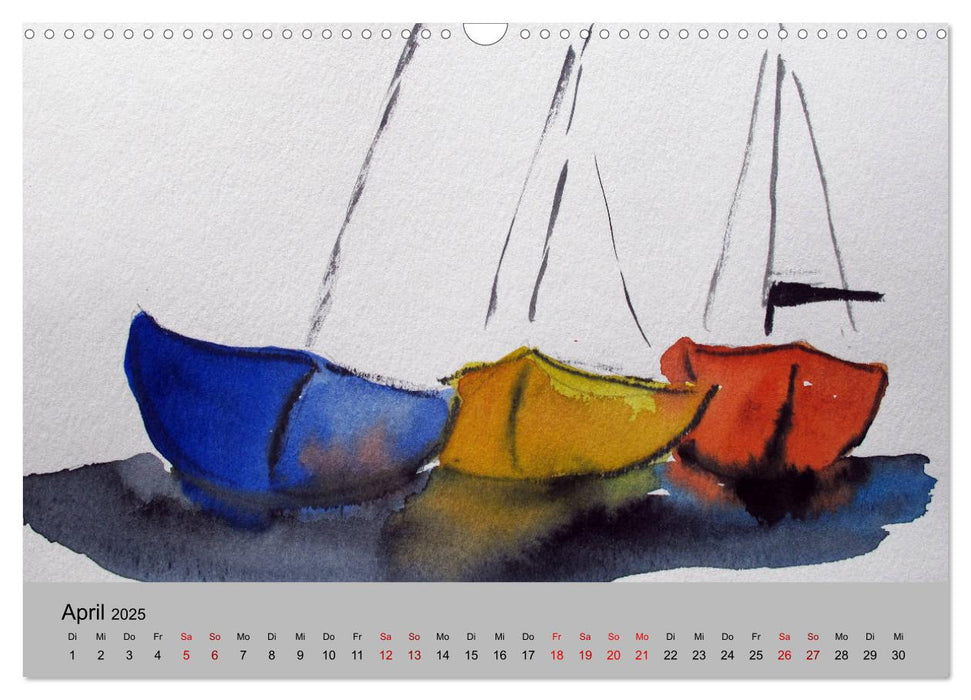 Aquarelle - Bootsgeflüster (CALVENDO Wandkalender 2025)