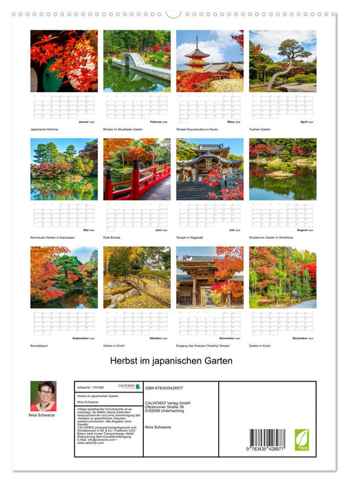 Herbst im japanischen Garten (CALVENDO Premium Wandkalender 2025)