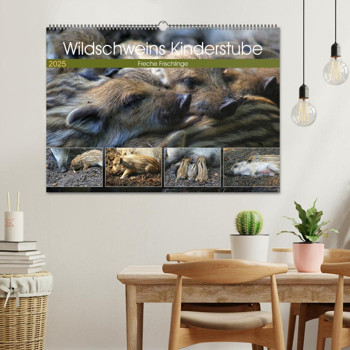 Wildschweins Kinderstube - Freche Frischlinge (CALVENDO Wandkalender 2025)