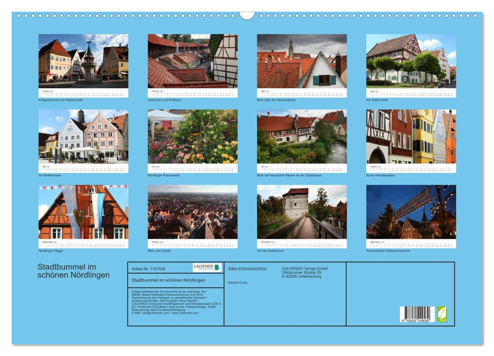 Stadtbummel im schönen Nördlingen (CALVENDO Wandkalender 2025)