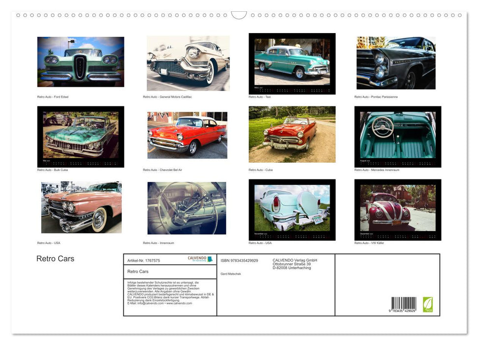 Retro Cars (CALVENDO Wandkalender 2025)