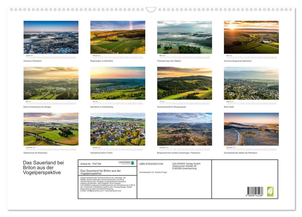 Das Sauerland bei Brilon aus der Vogelperspektive (CALVENDO Wandkalender 2025)