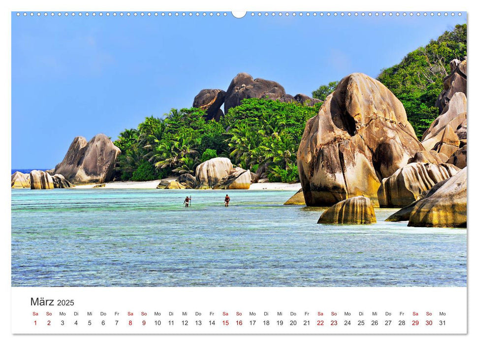 Traumstrände der Seychellen (CALVENDO Premium Wandkalender 2025)