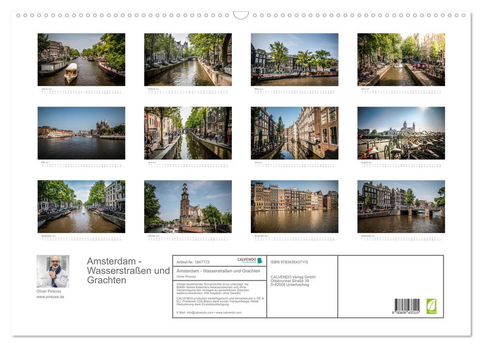 Amsterdam - Wasserstraßen und Grachten (CALVENDO Wandkalender 2025)