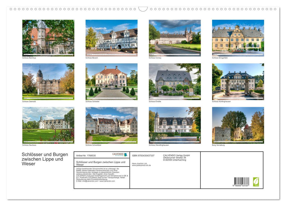 Schlösser und Burgen zwischen Lippe und Weser (CALVENDO Wandkalender 2025)