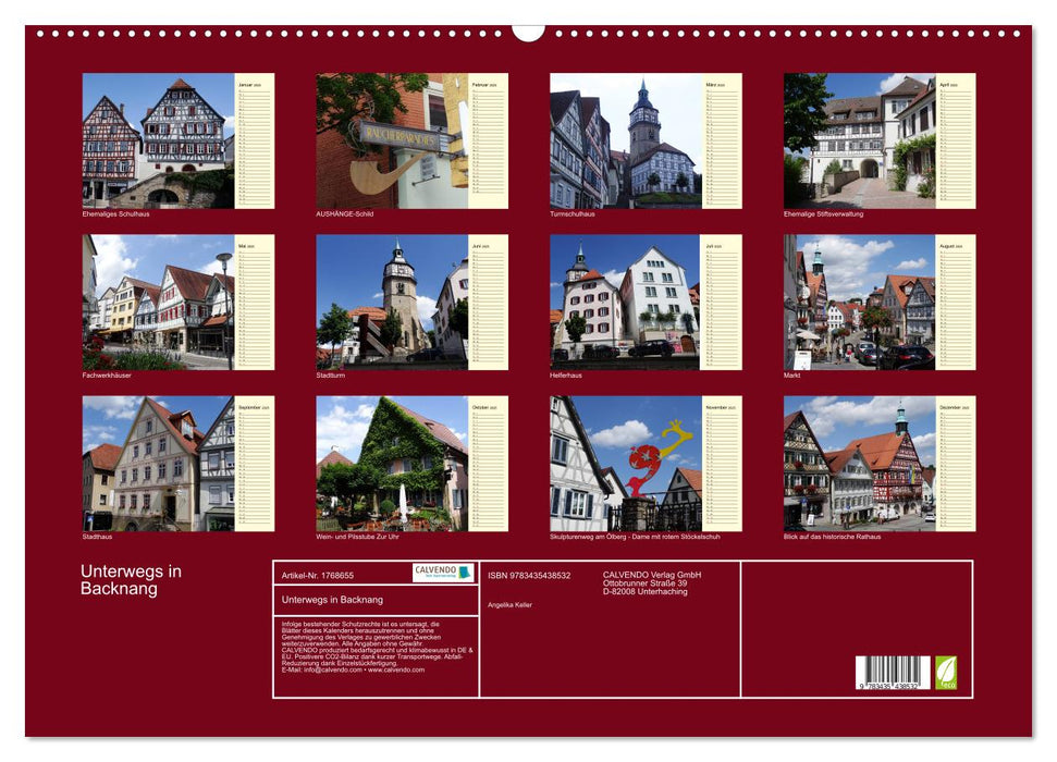 Unterwegs in Backnang (CALVENDO Wandkalender 2025)