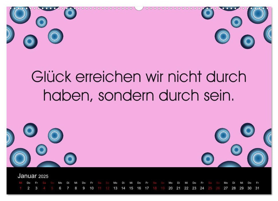 Glücklich sein... Zwölf philosophische Zitate zum Glück (CALVENDO Premium Wandkalender 2025)