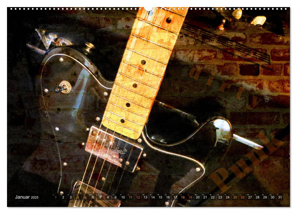 Gitarren - Grunge Style (CALVENDO Premium Wandkalender 2025)