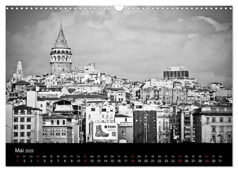 Istanbul - Bunte Stadt in Schwarz und Weiß (CALVENDO Wandkalender 2025)