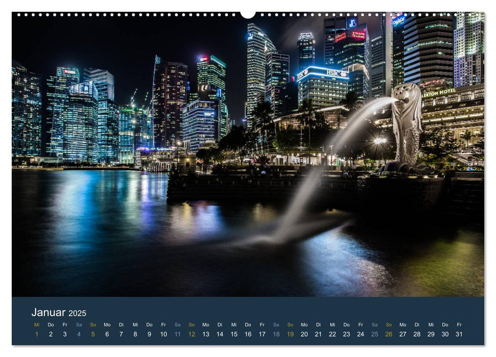 Singapur bei Nacht und Tag (CALVENDO Premium Wandkalender 2025)