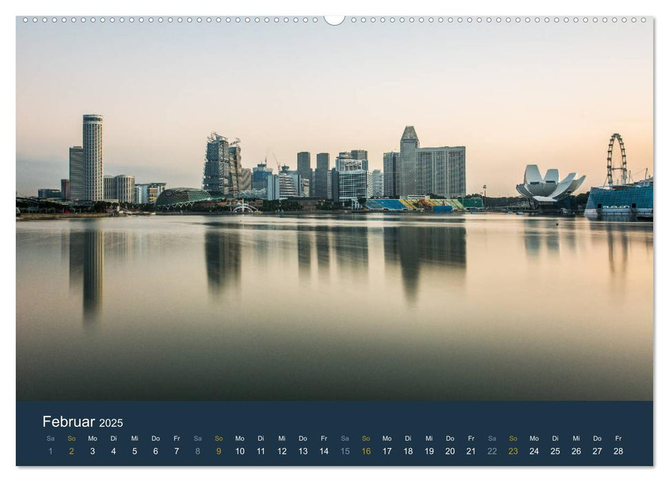 Singapur bei Nacht und Tag (CALVENDO Premium Wandkalender 2025)