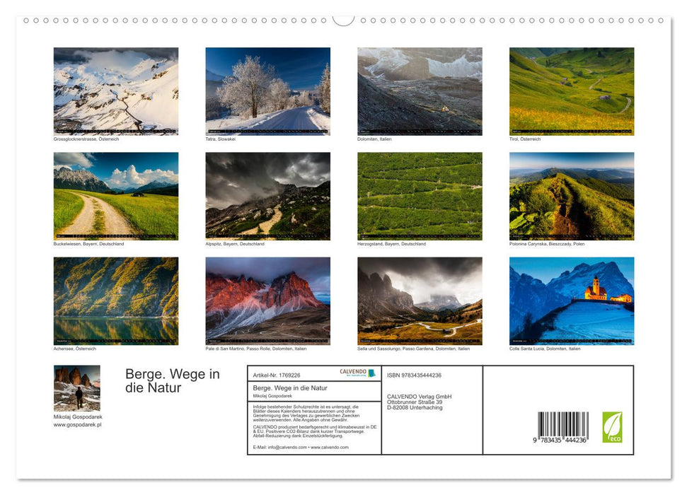 Berge. Wege in die Natur (CALVENDO Premium Wandkalender 2025)