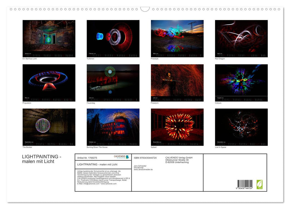 LIGHTPAINTING - malen mit Licht (CALVENDO Wandkalender 2025)