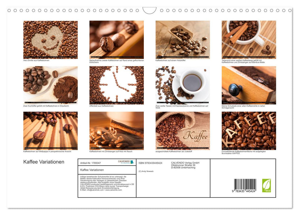 Kaffee Variationen (CALVENDO Wandkalender 2025)