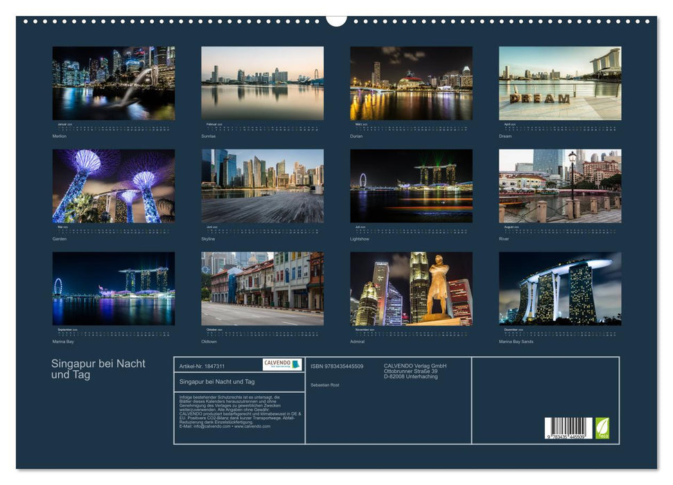 Singapur bei Nacht und Tag (CALVENDO Wandkalender 2025)
