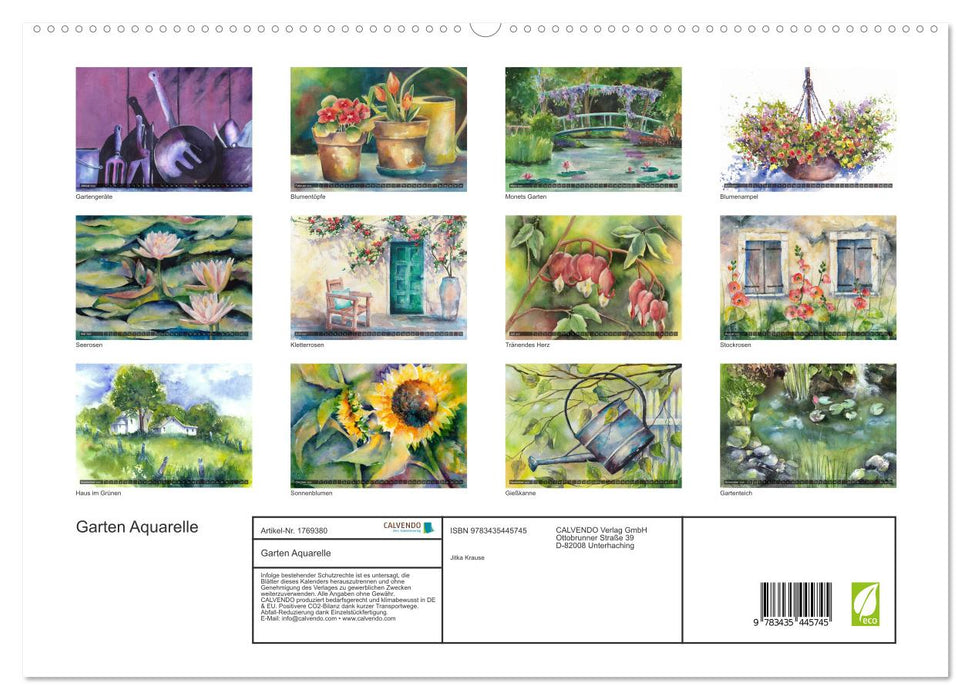 Garten Aquarelle (CALVENDO Premium Wandkalender 2025)