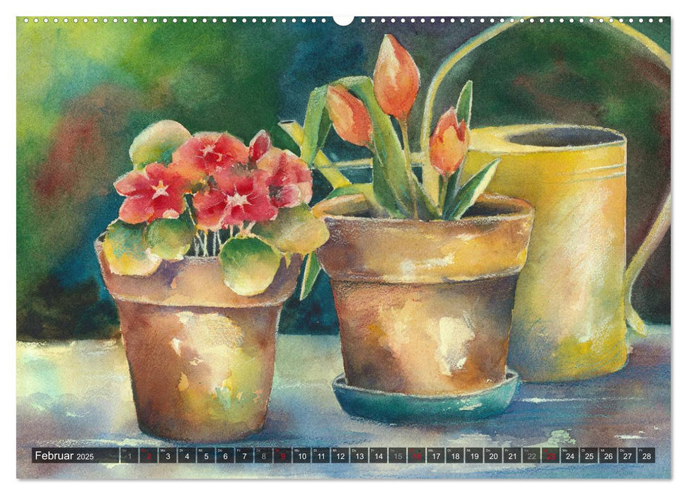 Garten Aquarelle (CALVENDO Premium Wandkalender 2025)