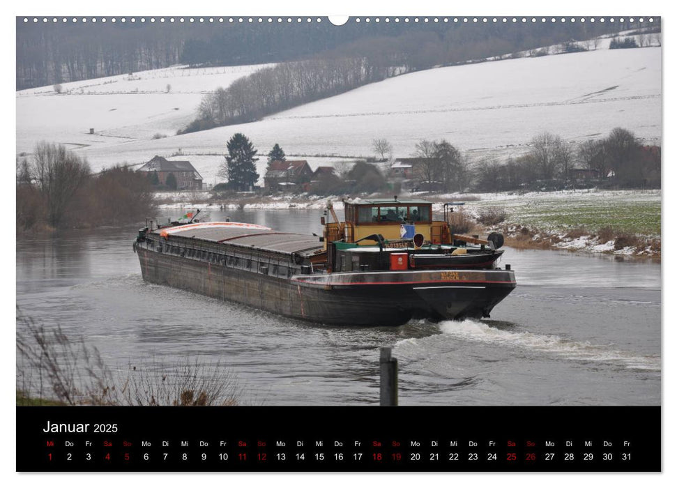 Schiffe auf der Oberweser (CALVENDO Premium Wandkalender 2025)