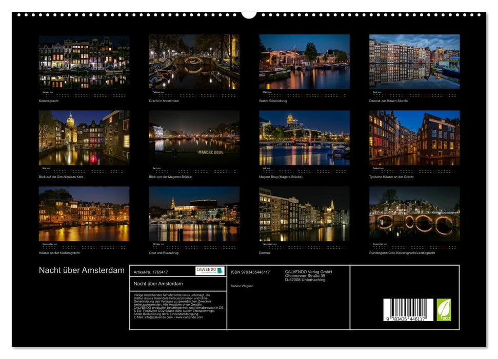 Nacht über Amsterdam (CALVENDO Premium Wandkalender 2025)