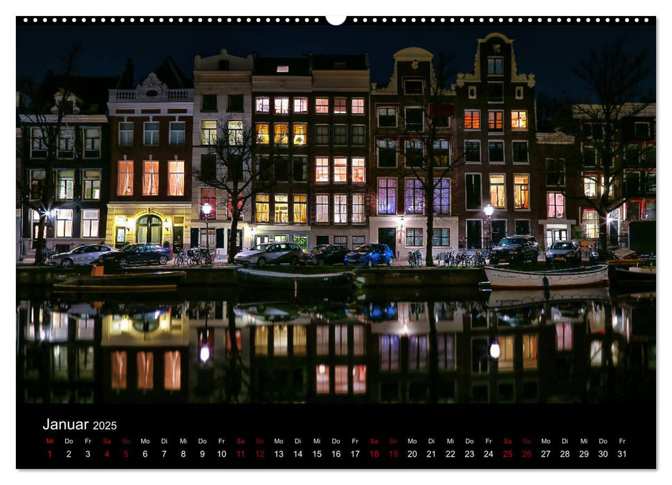 Nacht über Amsterdam (CALVENDO Premium Wandkalender 2025)