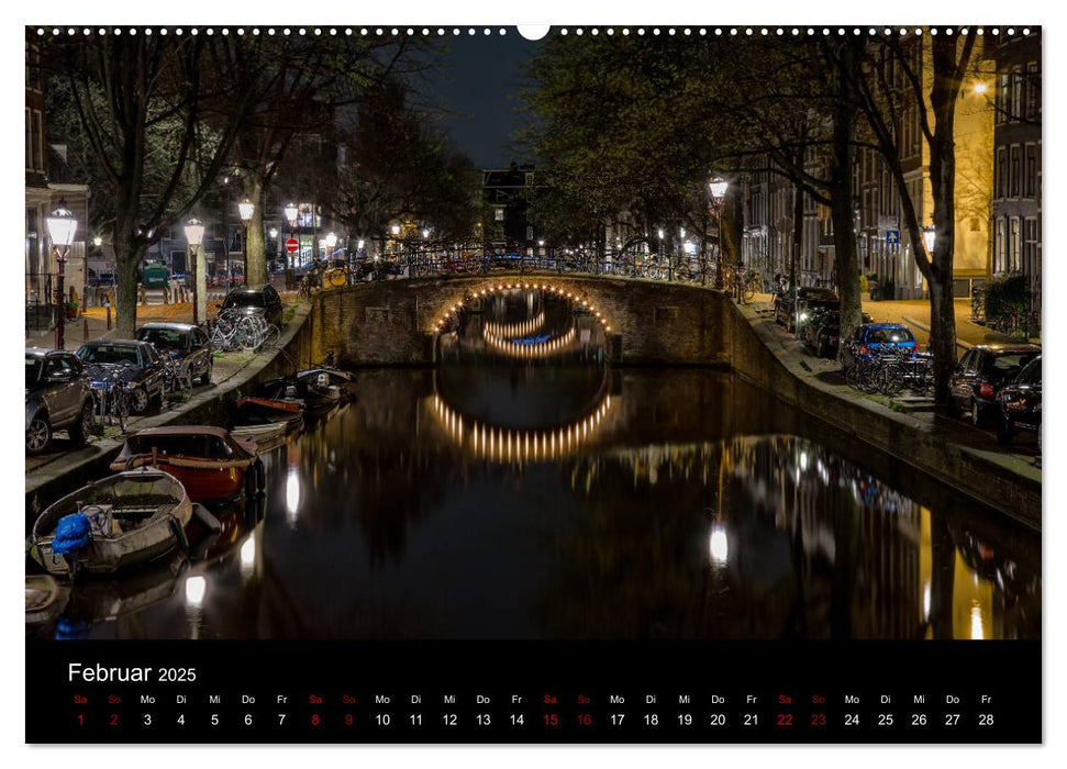 Nacht über Amsterdam (CALVENDO Premium Wandkalender 2025)