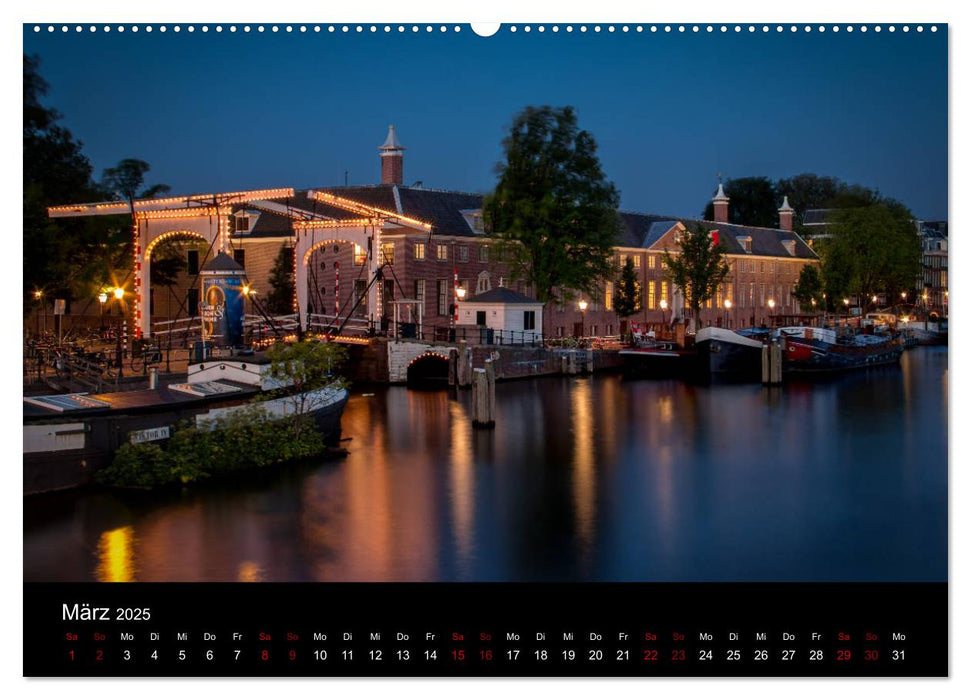 Nacht über Amsterdam (CALVENDO Premium Wandkalender 2025)