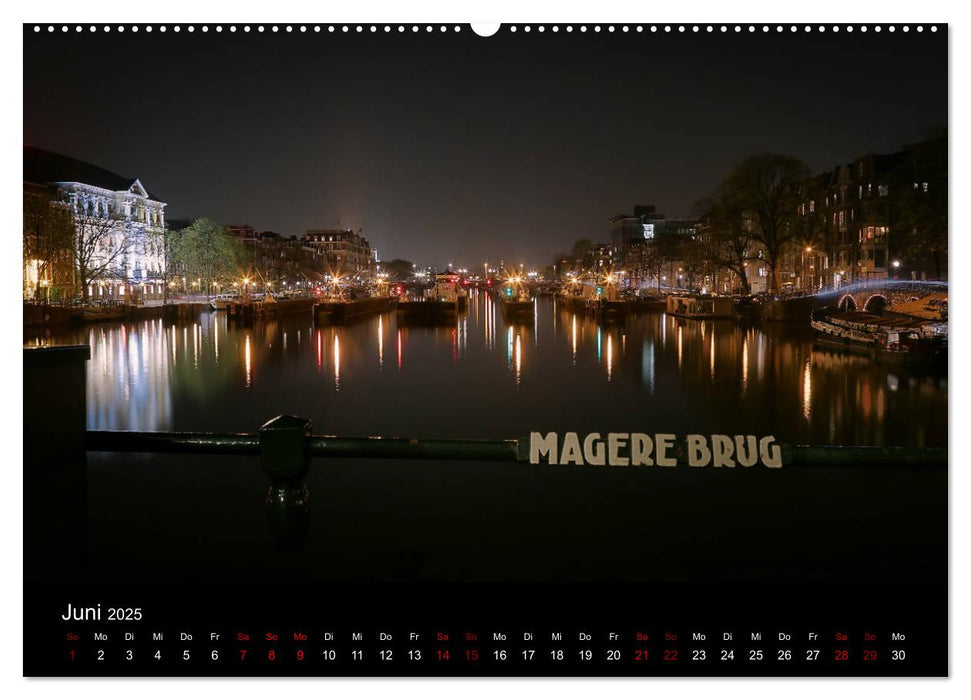 Nacht über Amsterdam (CALVENDO Premium Wandkalender 2025)