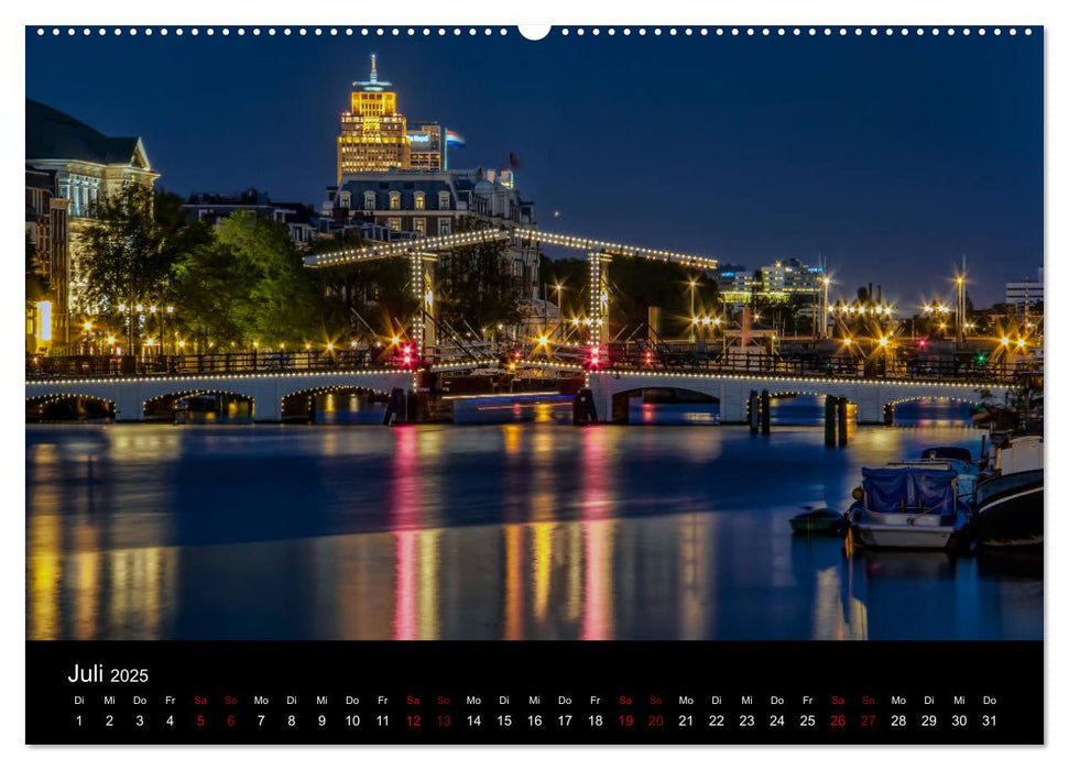 Nacht über Amsterdam (CALVENDO Premium Wandkalender 2025)