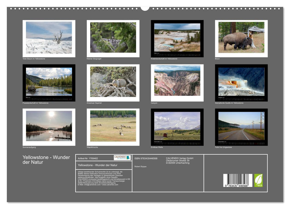 Yellowstone - Wunder der Natur (CALVENDO Premium Wandkalender 2025)