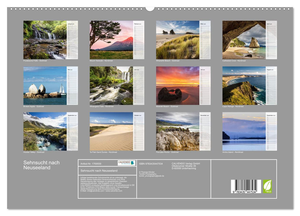 Sehnsucht nach Neuseeland (CALVENDO Premium Wandkalender 2025)