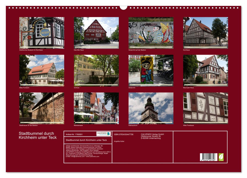 Stadtbummel durch Kirchheim unter Teck (CALVENDO Wandkalender 2025)