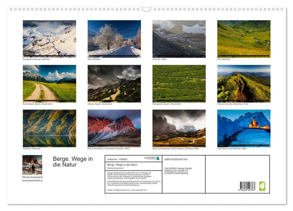 Berge. Wege in die Natur (CALVENDO Wandkalender 2025)