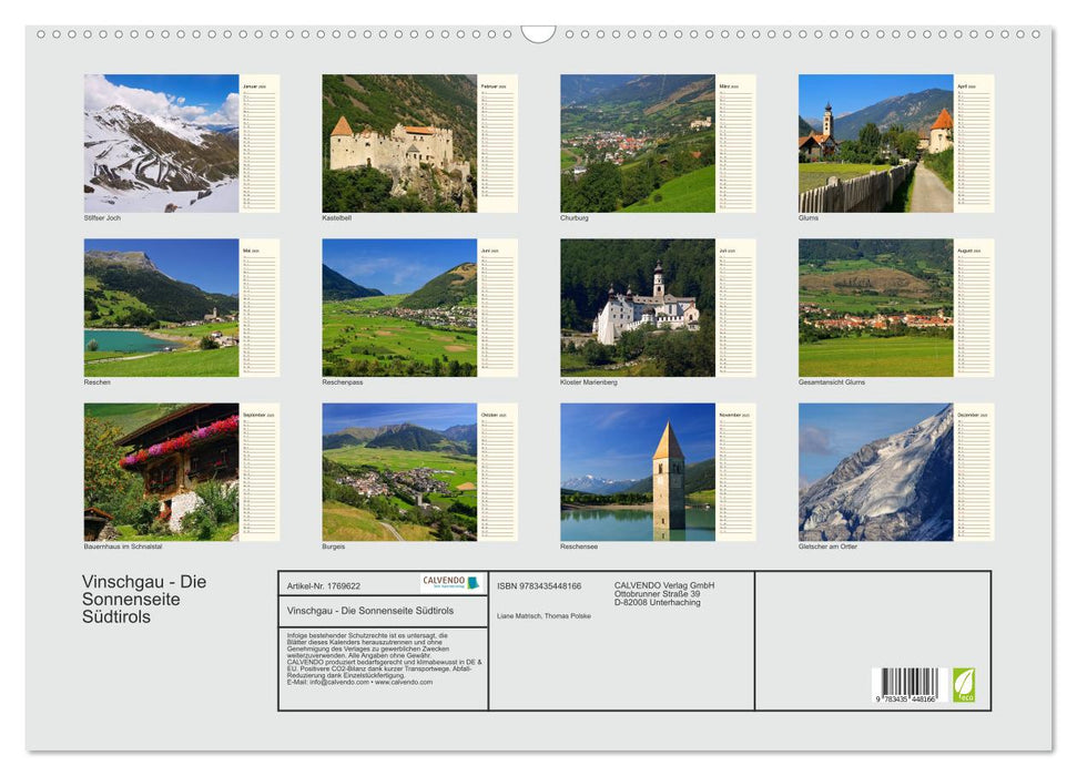 Vinschgau - Die Sonnenseite Südtirols (CALVENDO Wandkalender 2025)