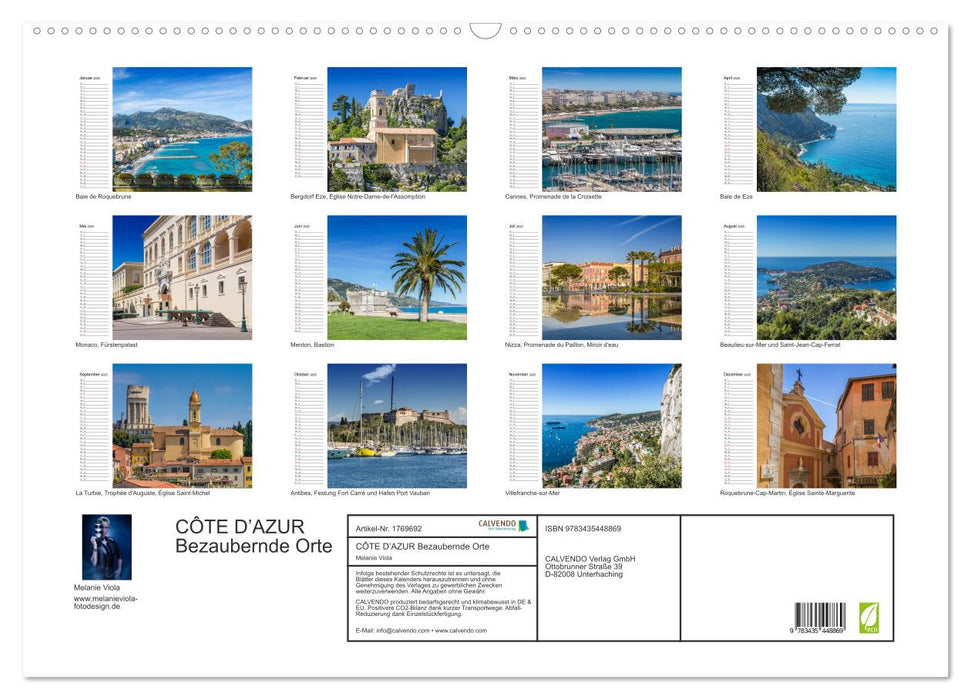 CÔTE D’AZUR Bezaubernde Orte (CALVENDO Wandkalender 2025)