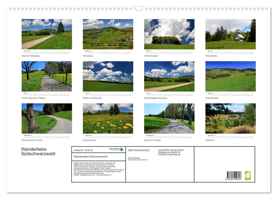 Wanderliebe Südschwarzwald (CALVENDO Wandkalender 2025)
