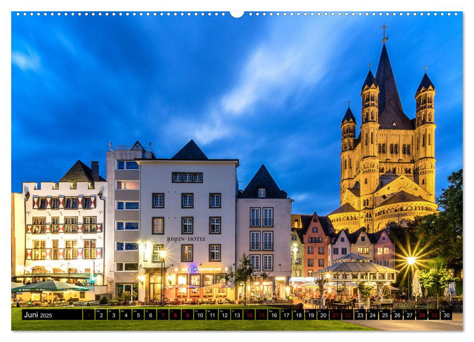 Kölner Nächte. Rund um den Dom. (CALVENDO Premium Wandkalender 2025)