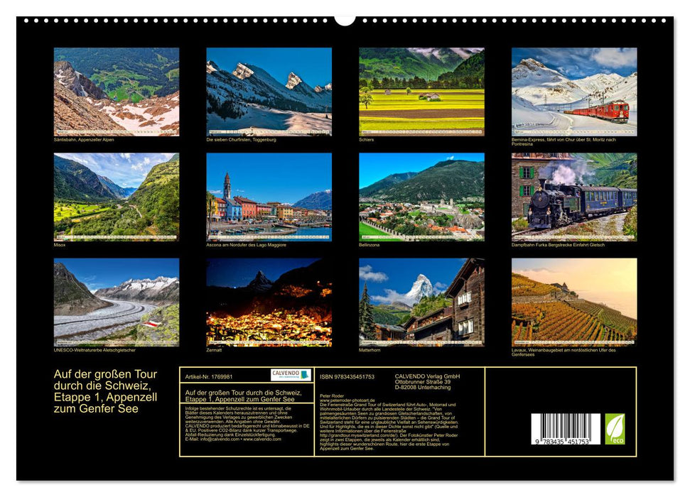 Auf der großen Tour durch die Schweiz, Etappe 1, Appenzell zum Genfer See (CALVENDO Premium Wandkalender 2025)