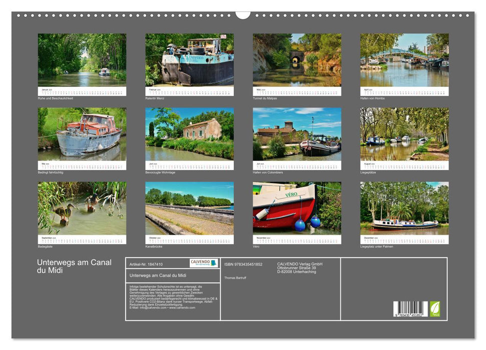 Unterwegs am Canal du Midi (CALVENDO Wandkalender 2025)
