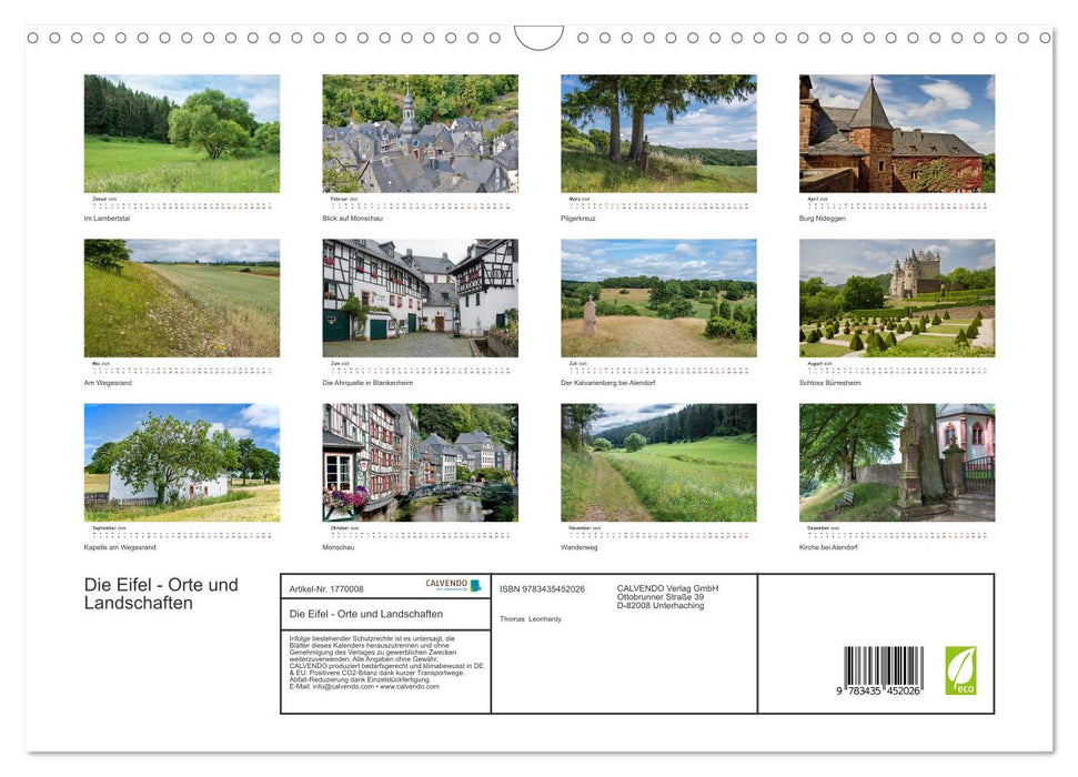 Die Eifel - Orte und Landschaften (CALVENDO Wandkalender 2025)