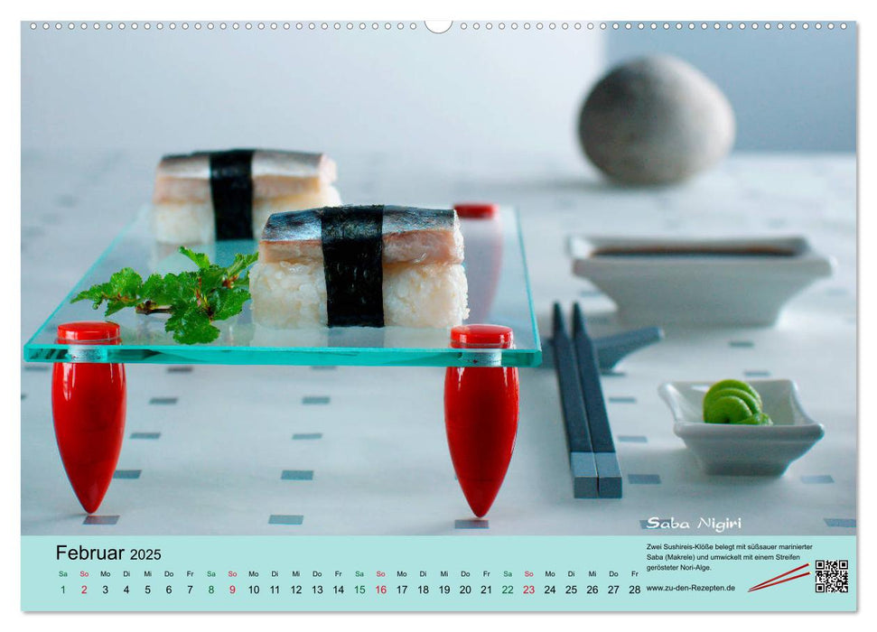 Sushi - Sashimi mit Anleitung für perfektes Gelingen (CALVENDO Premium Wandkalender 2025)