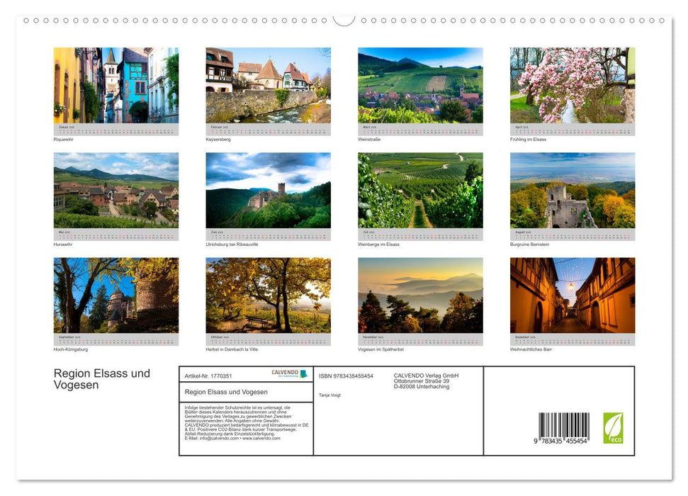 Region Elsass und Vogesen (CALVENDO Premium Wandkalender 2025)