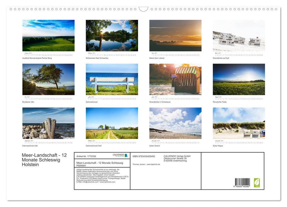 Meer-Landschaft - 12 Monate Schleswig Holstein (CALVENDO Wandkalender 2025)