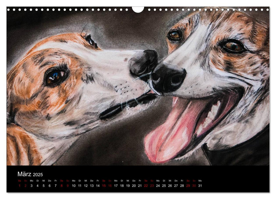 Whippets in Pastell (CALVENDO Wandkalender 2025)