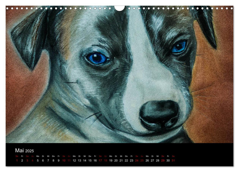 Whippets in Pastell (CALVENDO Wandkalender 2025)