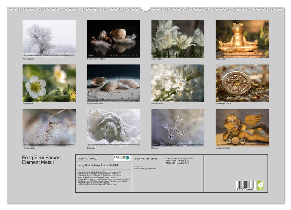 Feng Shui Farben - Element Metall (CALVENDO Wandkalender 2025)