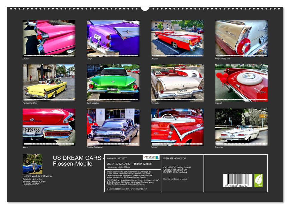 US DREAM CARS - Flossen-Mobile (CALVENDO Premium Wandkalender 2025)